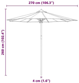 Guarda-sol - Cinza Escuro, 270 x 260 cm, Bambu