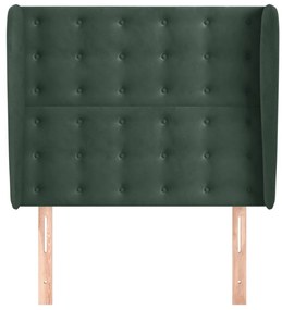 Cabeceira cama c/ abas veludo 93x23x118/128 cm verde-escuro