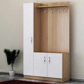 Hall Stand Naturel – Branco – 110x180x31,8 cm