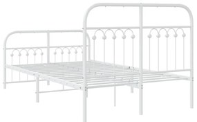 Estrutura de cama com cabeceira e pés 120x190 cm metal branco