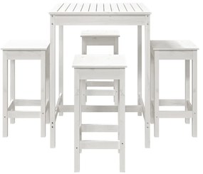 5 pcs conjunto de bar para jardim pinho maciço branco