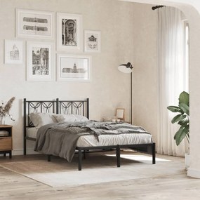 Estrutura de cama com cabeceira 120x190 cm metal preto