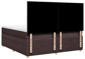Cama com molas/colchão 200x200 cm tecido castanho-escuro