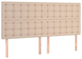 Cama box spring c/colchão/LED 180x200cm couro artif. cappuccino