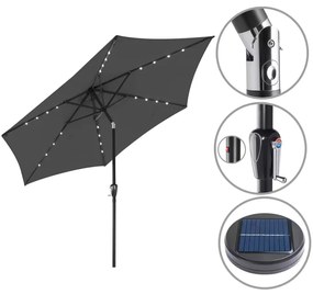 Guarda-sol solar LED Miami alumínio Ø270 cm proteção UV 80+ Antracite