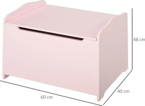Caixa de brinquedos tipo baú de arrumação, dim. 60 x 40 x 48 cm, com amortecedor pneumático, em MDF rosa