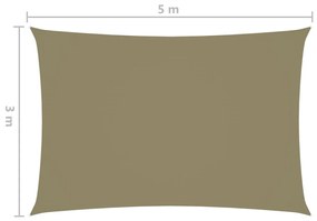 Para-sol estilo vela tecido oxford retangular 3x5 m bege