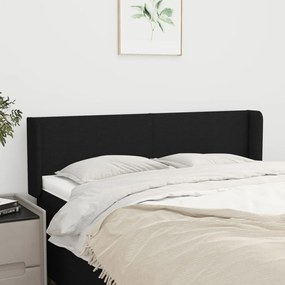 Cabeceira de cama c/ abas tecido 147x16x78/88 cm preto