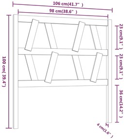 Cabeceira de cama 106x4x100 cm pinho maciço cinzento