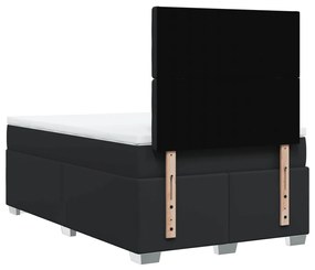 Cama boxspring com colchão 120x190 cm couro artificial preto