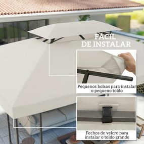 Toldo de Substituição 4x3 m com Teto Duplo Orifícios de Drenagem e Proteção UV Apenas Toldo NÃO Inclui Estrutura Creme