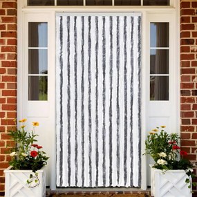 Cortina anti-insetos 100x220 cm chenille cinzento e branco