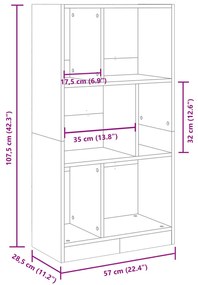 Estante 57x28,5x107,5 cm derivados de madeira cinzento sonoma