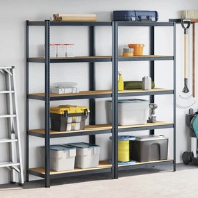 Prateleiras de armazenamento de 5 camadas 2 pcs aço antracite