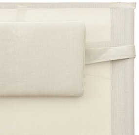 Espreguiçadeira textilene cor creme e cinzento