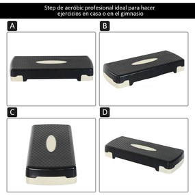 ® Plataforma Step para Desporto com Altura Regulável a 2 níveis de carga 150 KG