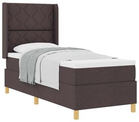 Cama Box com Colchão Marrom Escuro 80x200 cm Tecido