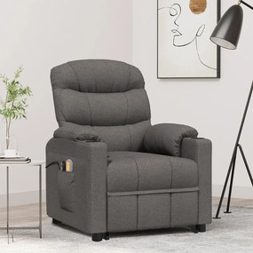 vidaXL Poltrona de massagens elevatória tecido cinzento-escuro