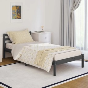 810417 vidaXL Estrutura de cama 90x200 cm pinho maciço cinzento