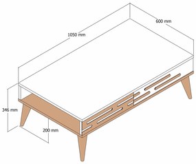 Mesa de Centro Valensiya – Nogueira e Mármore Branco – 105x60x34,6 cm