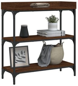 Mesa consola c/ prateleiras 75x30x80 cm carvalho castanho