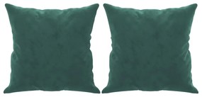 Sofá 2 lug. c/ almofadas decorativas 120 cm veludo verde-escuro