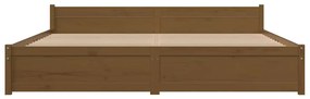 Estrutura de cama 200x200 cm madeira maciça castanho mel