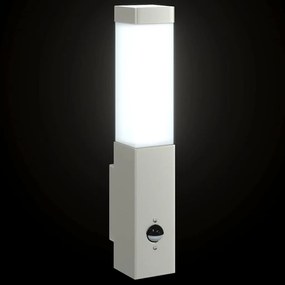Luzes de Parede Externas com Sensor 2 pcs Aço Inoxidável Prata IP44