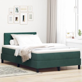 vidaXL Cama Box Spring com Colchão &amp; LED Verde Escuro 120x190 cm Veludo