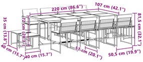 13 pcs conj. de jantar p/ jardim c/ almofadões textilene branco