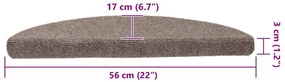 Tapetes escada autoadesivos 10 pcs 56x17x3 cm agulhado bege