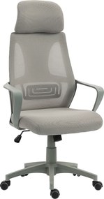 Vinsetto Cadeira de escritório, cadeira de secretária com função de inclinação, ajustável em altura, com encosto de cabeça e suporte lombar, Cinza | Aosom Portugal