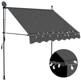 Toldo retrátil manual com LED 100 cm antracite