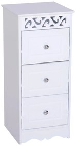HOMCOM Armário Casa de Banho com 3 Gavetas Móvel de Armazenamento para Casa de Banho Dormitório 29,8x29,8x68,5 cm Branco |Aosom Portugal