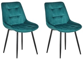 Conjunto de 2 cadeiras de jantar em veludo azul MELROSE Beliani