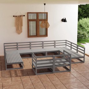 11 pcs conjunto lounge de jardim pinho maciço