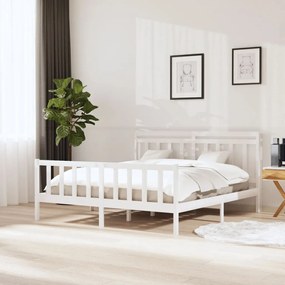 vidaXL Estrutura de cama super king 180x200 cm madeira maciça branco