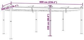 Gazebo de jardim com teto retrátil 3x6 m alumínio creme