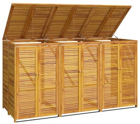 Abrigo triplo p/ caixote do lixo 210x89x117 cm acácia maciça