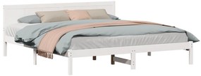 Cama de Madeira de Pinho Branca Branca Madeira Maciça Cama de Casal