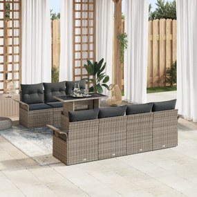 Conjunto de Sofá de Jardim vidaXL com Almofadas Cinza Rattan Polilona