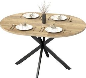 Mesa de jantar oval extensível para 4 a 6 pessoas, mesa de cozinha com extensão de 100-135 cm (CADEIRAS NÃO INCLUIDAS), com efeito de madeira natural