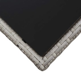 Mesa de centro 45x45x40 cm vime PE e vidro cinzento