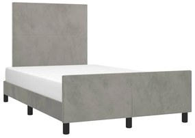 Estrutura de cama c/ cabeceira 120x190 cm veludo cinza-claro