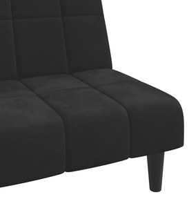 Sofá-cama de 2 lugares veludo preto