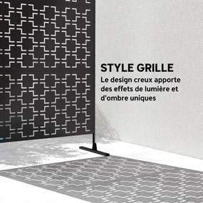 Biombo jardim decorativo de proteção visual para exterior 122 x 45 x 198 cm, com padrão geométrico perfurado em metal preto
