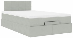 Estrutura de cama otomana com colchão cinza claro Veludo