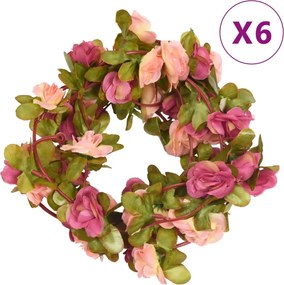 vidaXL Grinaldas de flores 6 pcs 250 cm vermelho rosado