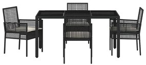 Conjunto de Jantar para Jardim 5 pcs Preto 150 x 90 x 75 cm