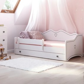 Cama juvenil Emma 180x80 cinza/branco - colchão e estrado incluído